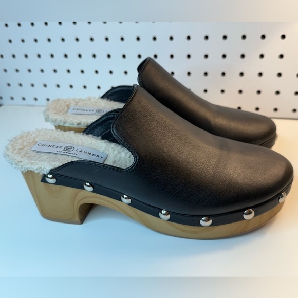 Chinese Laundry Black Call Out Clog Platform Block Heel Mules 7.5M Classic Retro - Picture 6 of 15